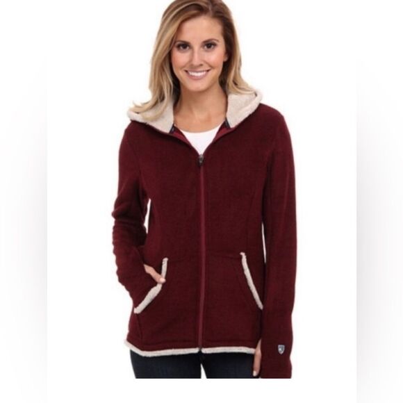 Kuhl‎ Apres Alfpaca Lined Hooded Winter Jacket Coat Cranberry Red Size Large - Picture 1 of 6